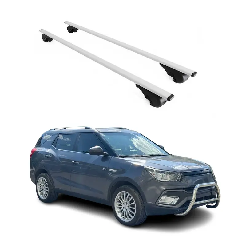 Barres de toit Transversales pour Ssangyong XLV 2016-2021 Acier Argent