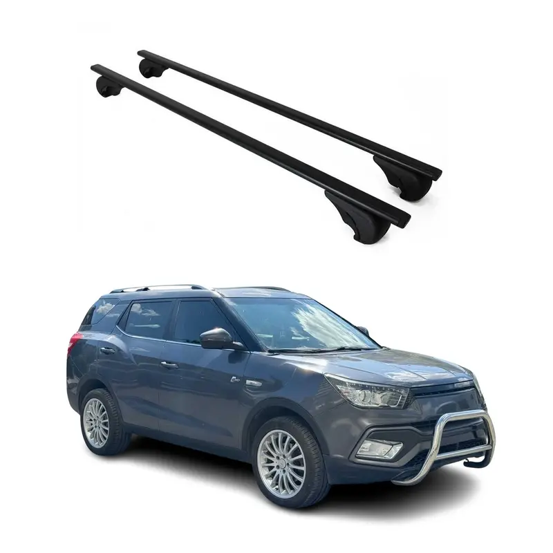 Barres de toit Transversales pour Ssangyong XLV 2016-2021 Acier Noir