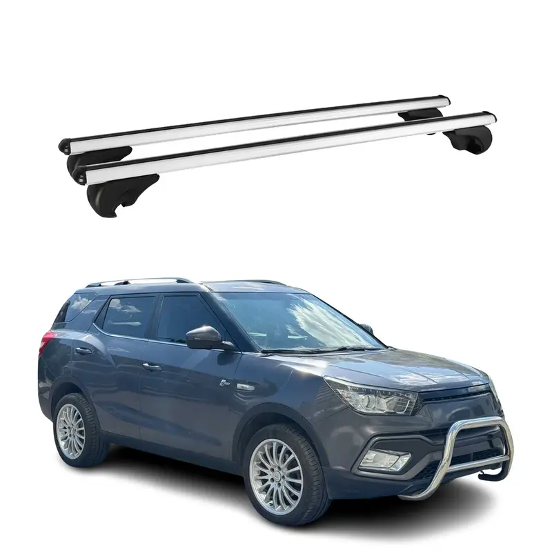 Barres de toit Transversales pour Ssangyong XLV 2016-2021 Aluminium Argent
