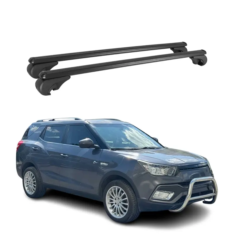 Barres de toit Transversales pour Ssangyong XLV 2016-2021 Aluminium Noir