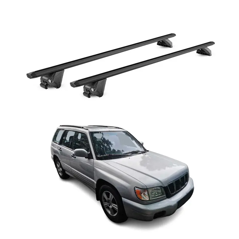 Barres de toit transversales pour Subaru Forester I 1997-2002 Alu Noir 2x ABE