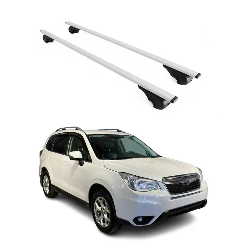 Barres de toit Transversales pour Subaru Forester IV 2013-2018 Acier Argent