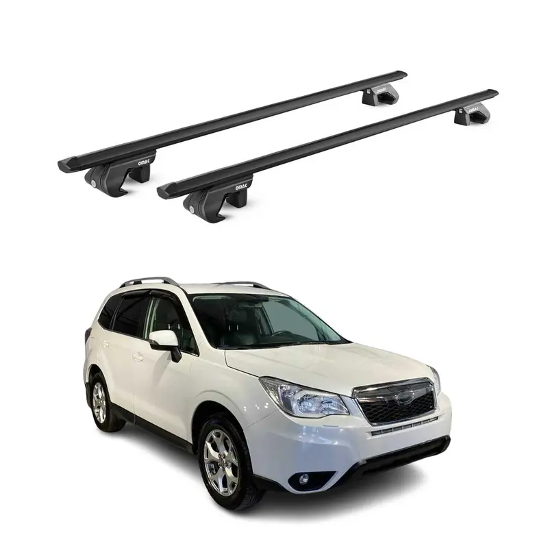 Barres de toit transversales pour Subaru Forester IV 2013-2018 Alu Noir 2x ABE