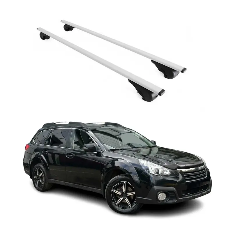 Barres de toit Transversales pour Subaru Outback 2009-2014 Acier Argent