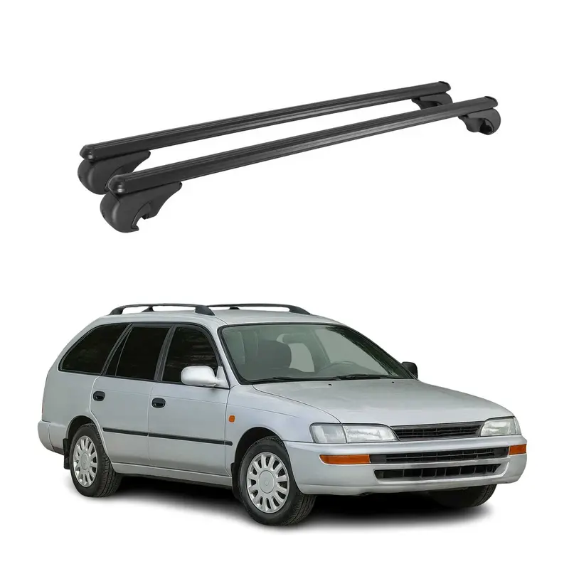 Barres de toit Transversales pour Toyota Corolla mk7 Break 1992-1997 Alu Noir 2x