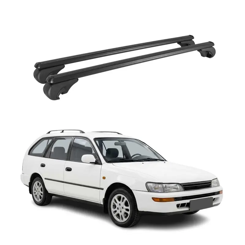 Barres de toit Transversales pour Toyota Corolla mk8 Wagon 1997-2002 Alu Noir 2x