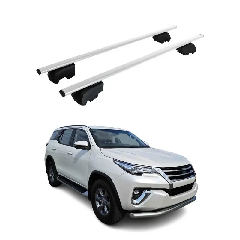 Barres de toit Transversales pour Toyota Fortuner 2015-2023 Acier Argent ABE