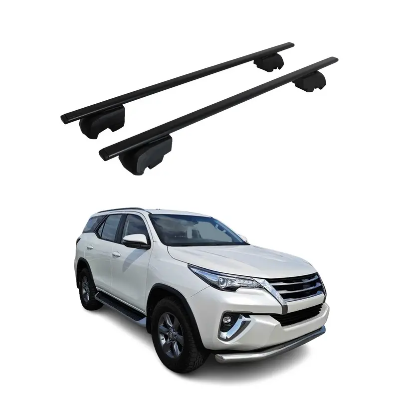 Barres de toit Transversales pour Toyota Fortuner 2015-2023 Acier Noir ABE