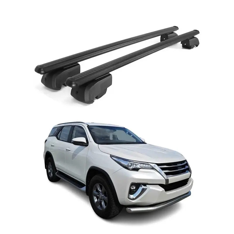 Barres de toit Transversales pour Toyota Fortuner 2015-2023 Alu Noir ABE
