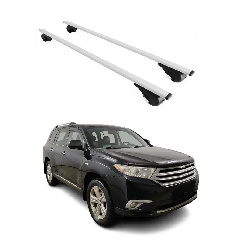 Barres de toit Transversales pour Toyota Highlander 2007-2013 Acier Argent