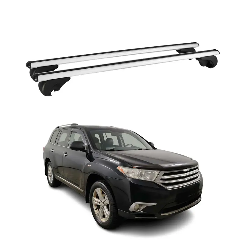 Barres de toit Transversales pour Toyota Highlander 2007-2013 Aluminium Argent