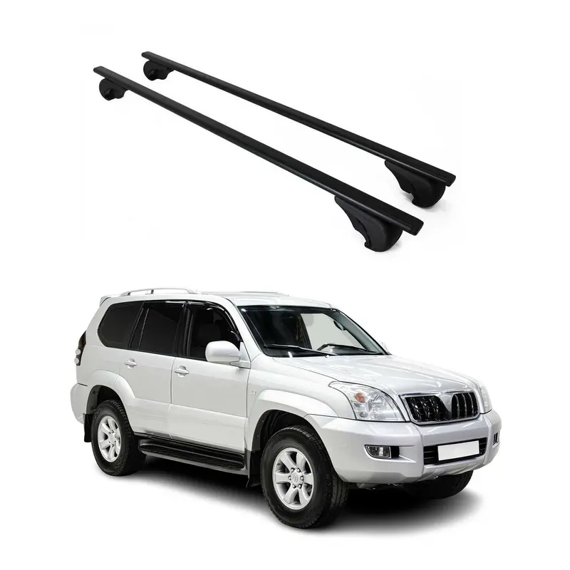 Barres de toit Transversales pour Toyota Land Cruiser 2003-2007 Acier Noir