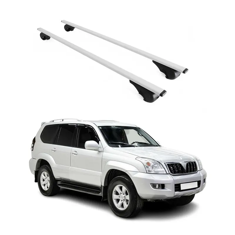 Barres de toit Transversales pour Toyota Land Cruiser J12 2002-2009 Acier Argent