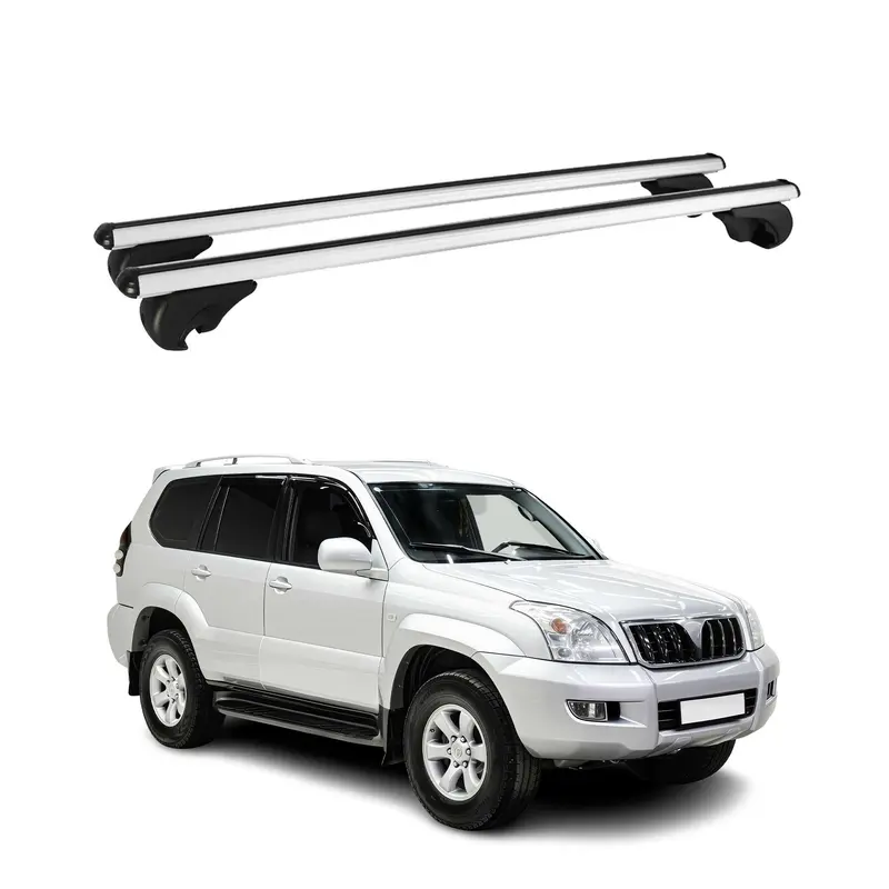 Barres de toit Transversales pour Toyota Land Cruiser J12 2002-2009 Alu Argent