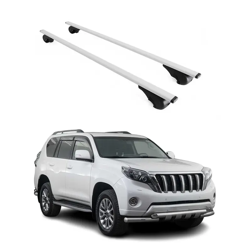 Barres de toit Transversales pour Toyota Land Cruiser Prado 2008-23 Acier Argent