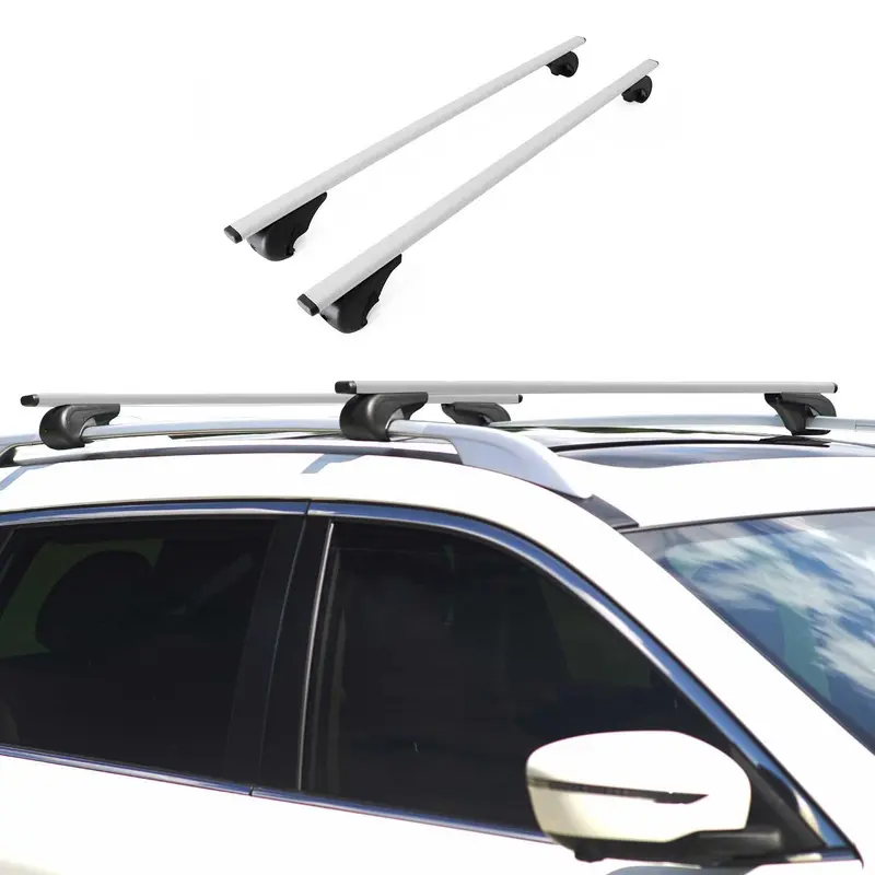 Barres De Toit Transversales Pour Voiture Universal 75 Kg Fer Argent 117cm