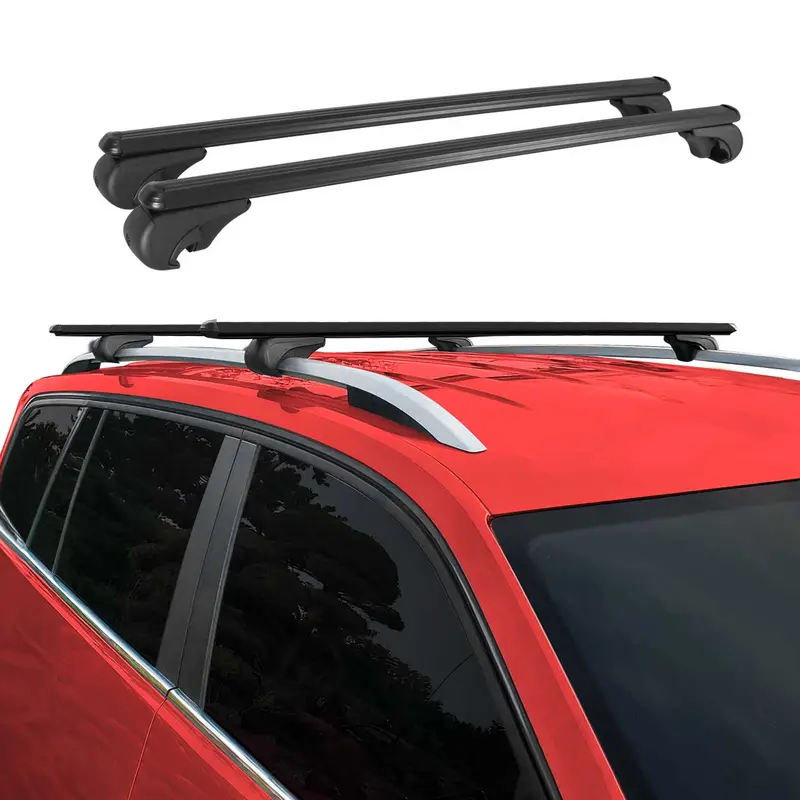 Barres de toit Transversales pour Voiture Universel Aluminium Noir