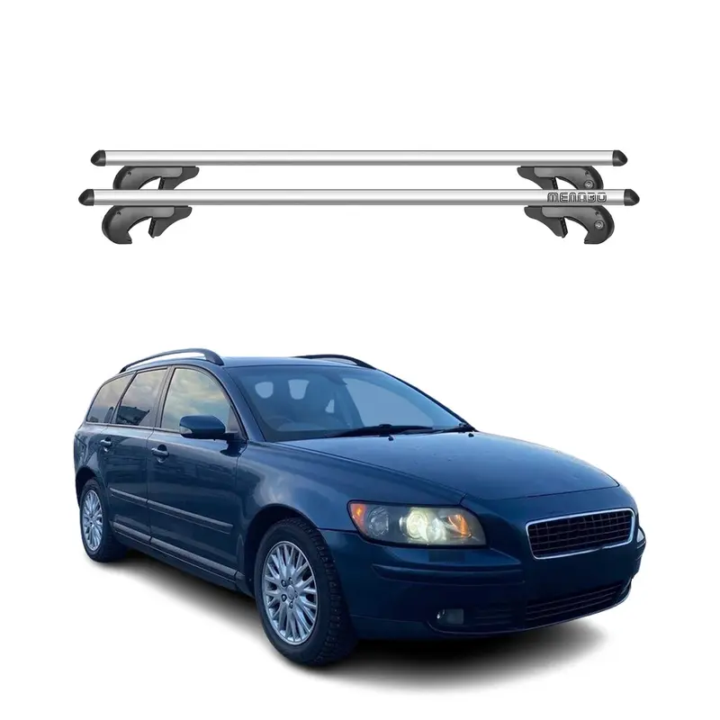 Barres de toit transversales pour Volvo V50 2004-2008 Pre-FL 90kg Alu Gris 2x