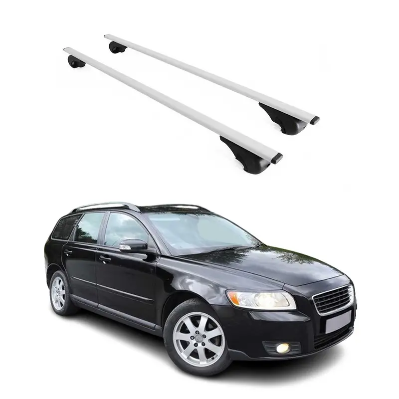 Barres de toit Transversales pour Volvo V50 2004-2012 Acier Argent