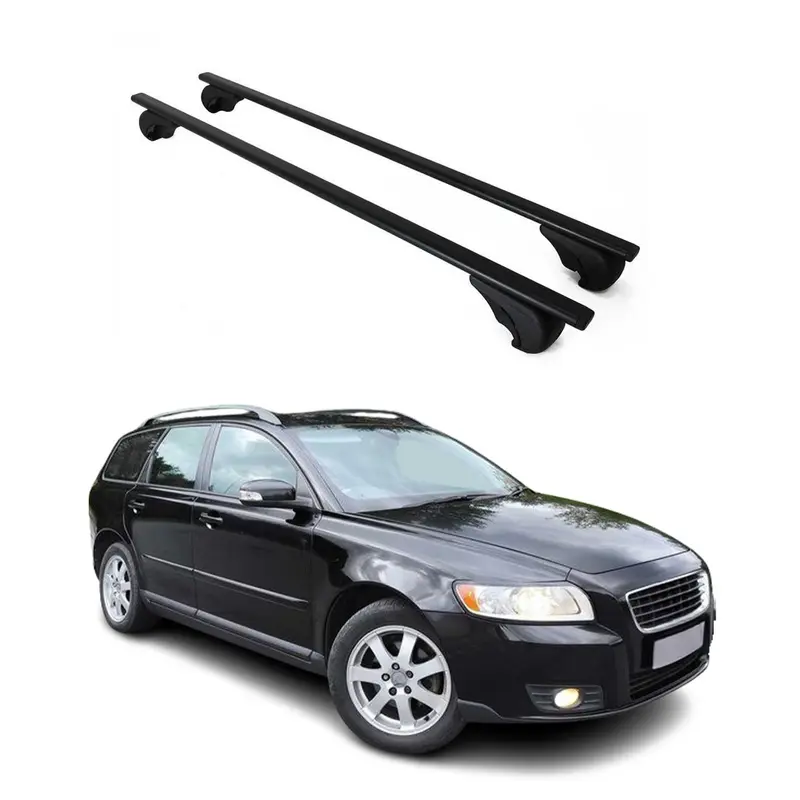 Barres de toit Transversales pour Volvo V50 2004-2012 Acier Noir