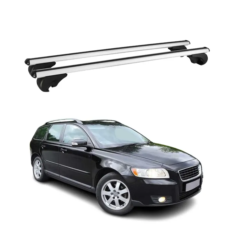 Barres de toit Transversales pour Volvo V50 2004-2012 Aluminium Argent