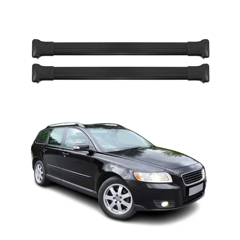 Barres de toit transversales pour Volvo V50 2004-2012 Noir Aluminium