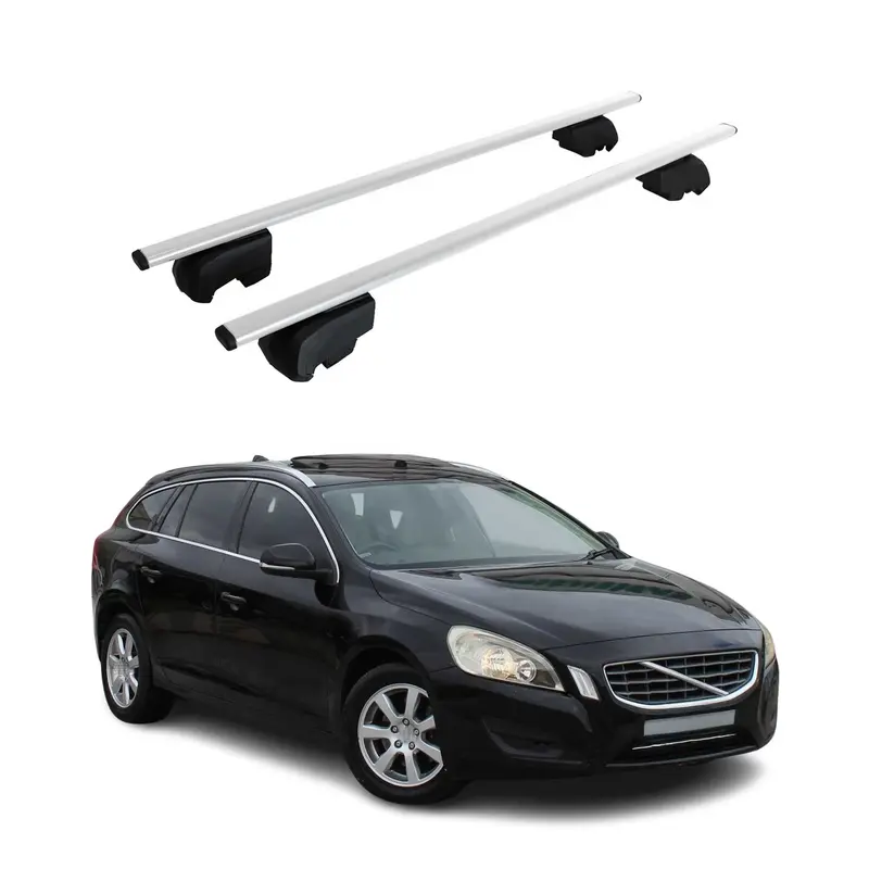 Barres de toit Transversales pour Volvo V60 2011-2018 Acier Argent ABE