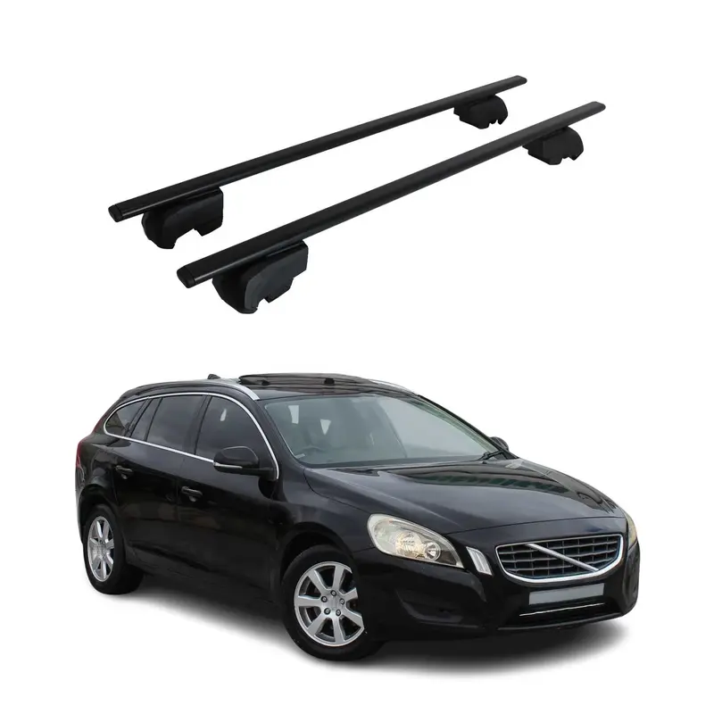 Barres de toit Transversales pour Volvo V60 2011-2018 Acier Noir ABE