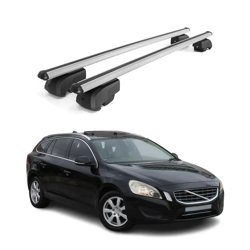 Barres de toit Transversales pour Volvo V60 2011-2018 Aluminium Gris ABE