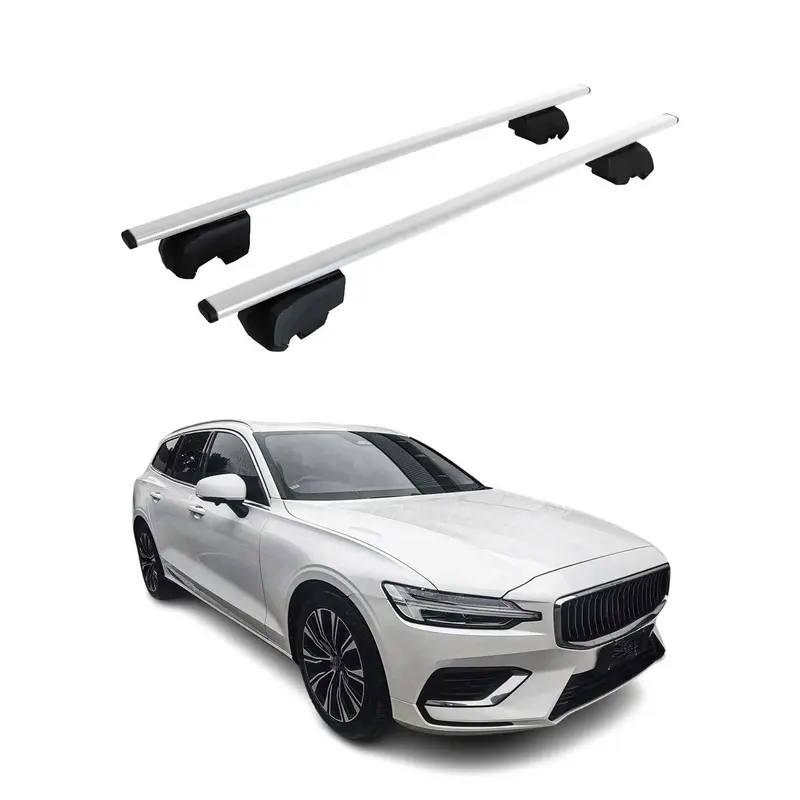 Barres de toit Transversales pour Volvo V60 2018-2023 Acier Argent ABE