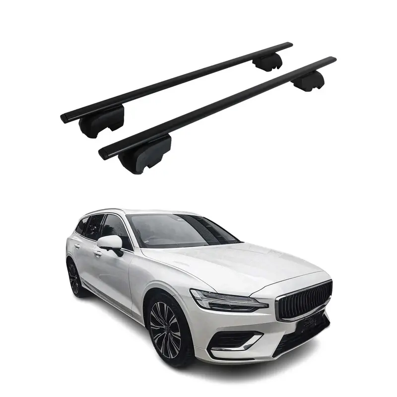 Barres de toit Transversales pour Volvo V60 2018-2023 Acier Noir ABE