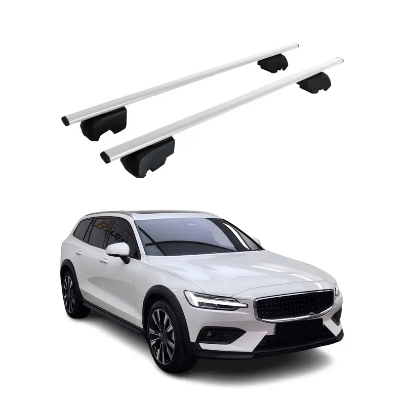 Barres de toit Transversales pour Volvo V60 Cross 2017-2023 Acier Argent ABE
