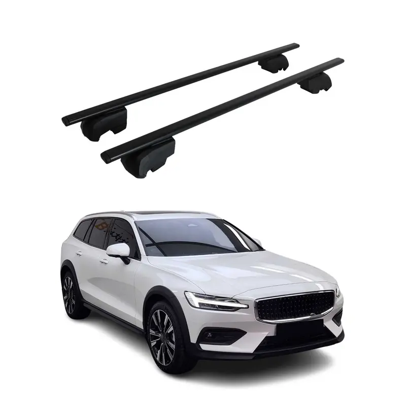 Barres de toit Transversales pour Volvo V60 Cross 2017-2023 Acier Noir ABE