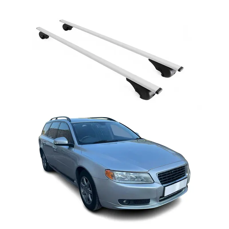 Barres de toit Transversales pour Volvo V70 2007-2016 Acier Argent