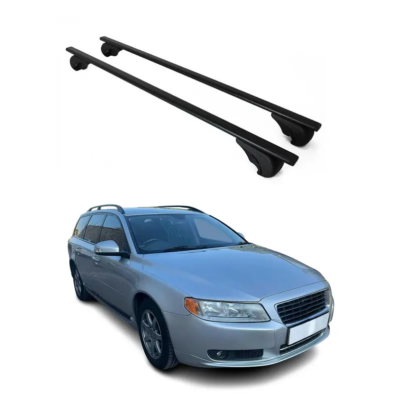 Barres de toit Transversales pour Volvo V70 2007-2020 Acier Noir