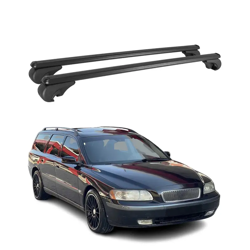 Barres de toit Transversales pour Volvo V70 XC70 2000-2007 Aluminium Noir