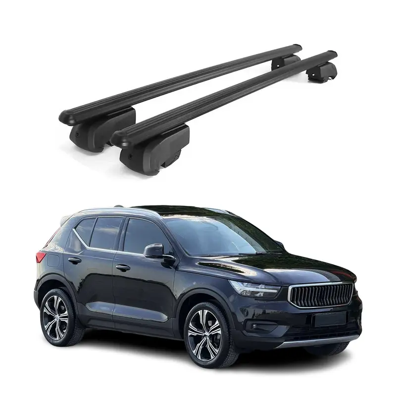 Barres de toit Transversales pour Volvo XC40 2017-2023 Aluminium Noir ABE