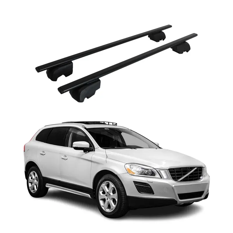 Barres de toit Transversales pour Volvo XC60 2009-2017 Acier Noir ABE