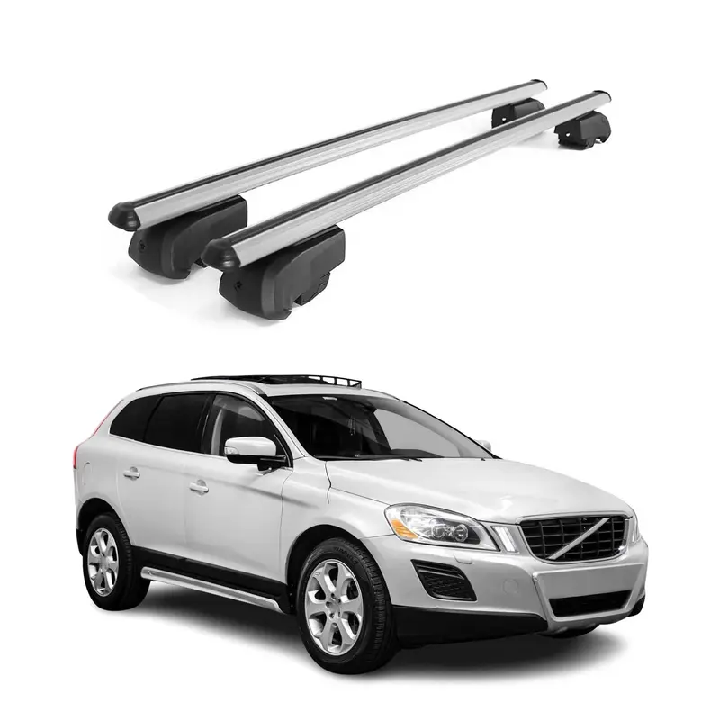 Barres de toit Transversales pour Volvo XC60 2009-2017 Aluminium Gris ABE