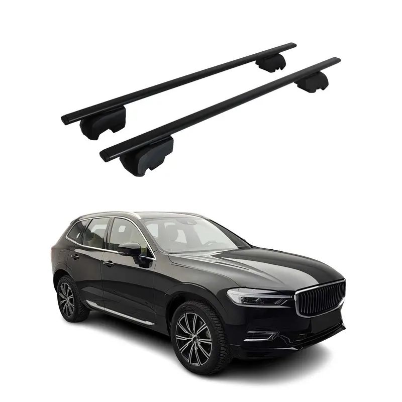 Barres de toit Transversales pour Volvo XC60 2017-2021 Acier Noir ABE