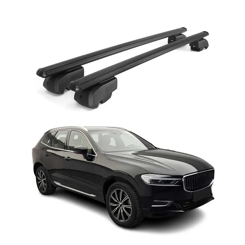 Barres de toit Transversales pour Volvo XC60 2017-2021 Aluminium Noir ABE