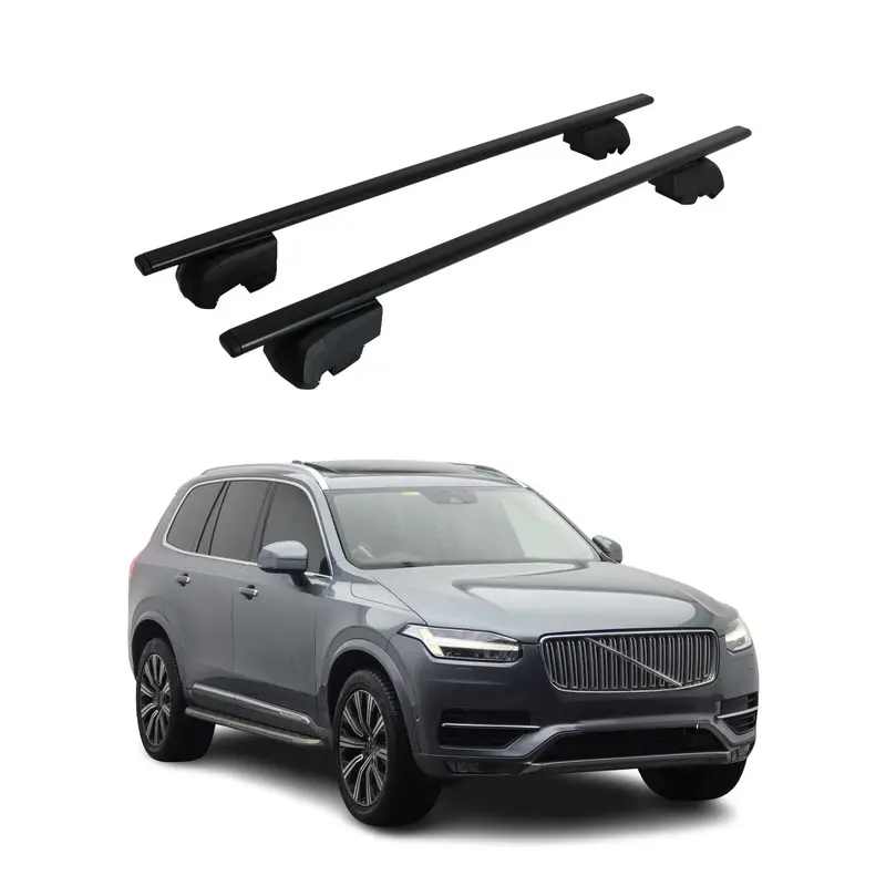 Barres de toit Transversales pour Volvo XC90 2017-2023 Acier Noir ABE