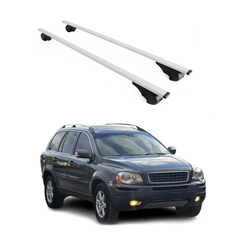 Barres de toit Transversales pour Volvo XC90 I 2002-2014 Acier Argent