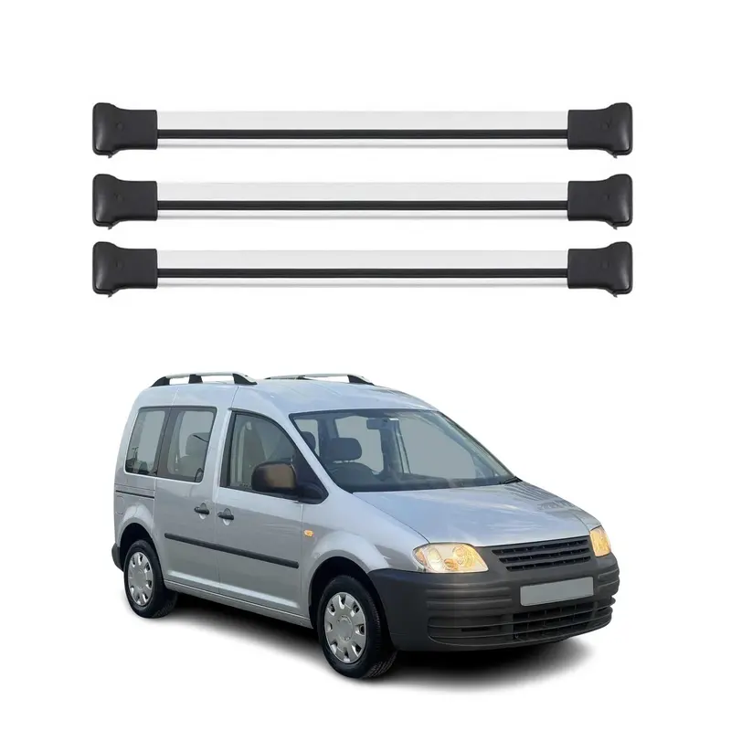 Barres de toit transversales pour VW Caddy 2003-2020 Aluminium Gris 3Pcs