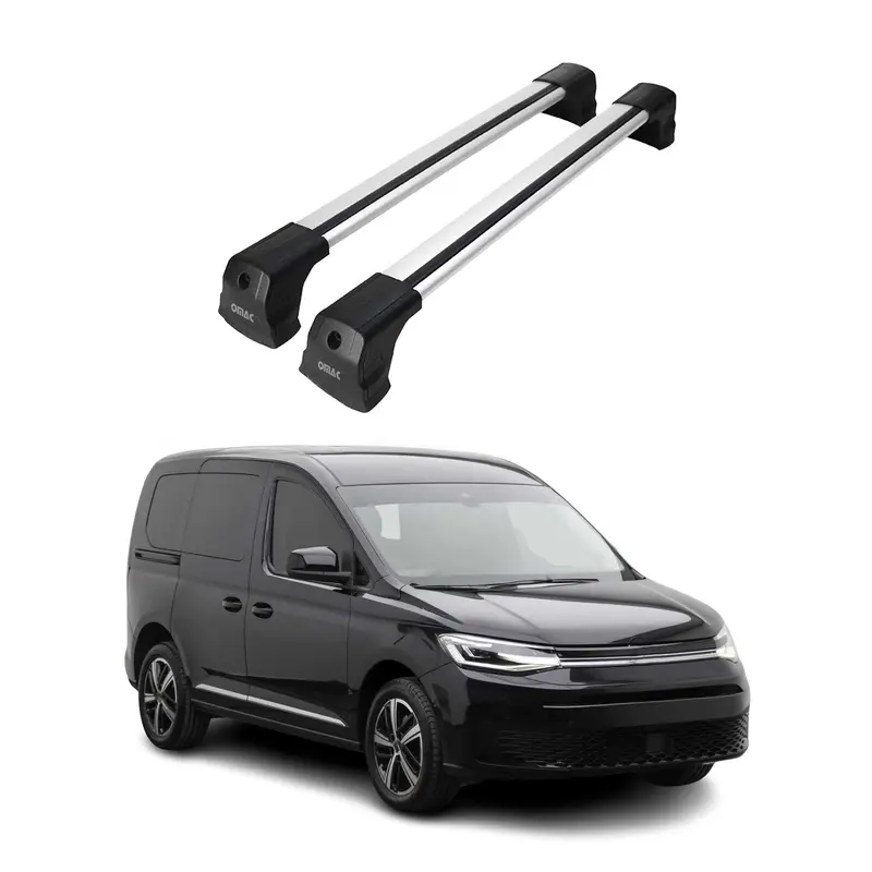 Barres de toit transversales pour VW Caddy V 2020-2026 Aluminium Gris 2x