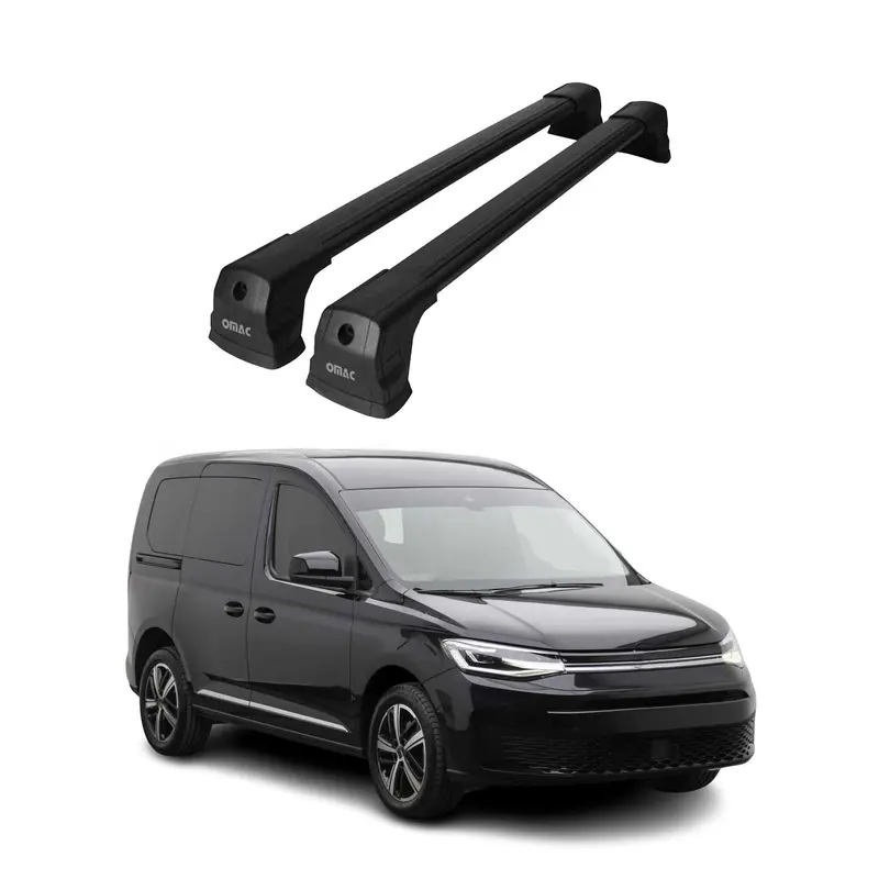 Barres de toit transversales pour VW Caddy V 2020-2026 Aluminium Noir 2x