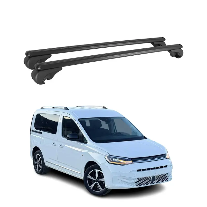 Barres de toit Transversales pour VW Caddy V 2020-2026 Aluminium Noir