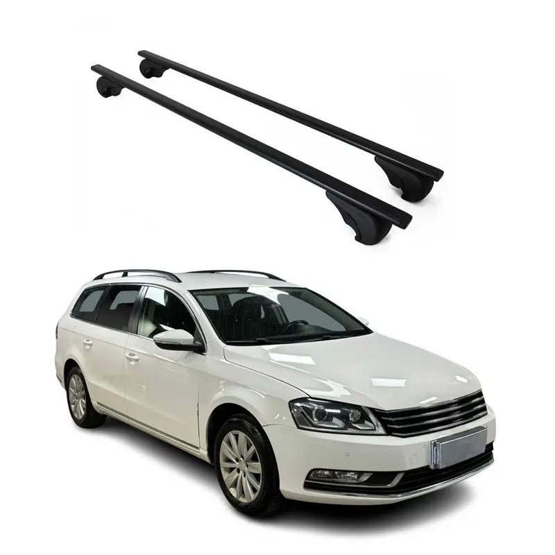 Barres de toit Transversales pour VW Passat B7 Variant 2010-2014 Acier Noir