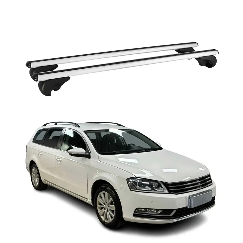 Barres de toit Transversales pour VW Passat B7 Variant 2010-2014 Alu Argent
