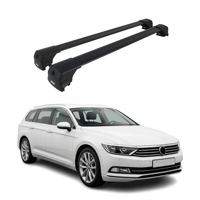 Barres De Toit Transversales pour VW Passat B8 Break 2014-23 Aluminium Noir ABE